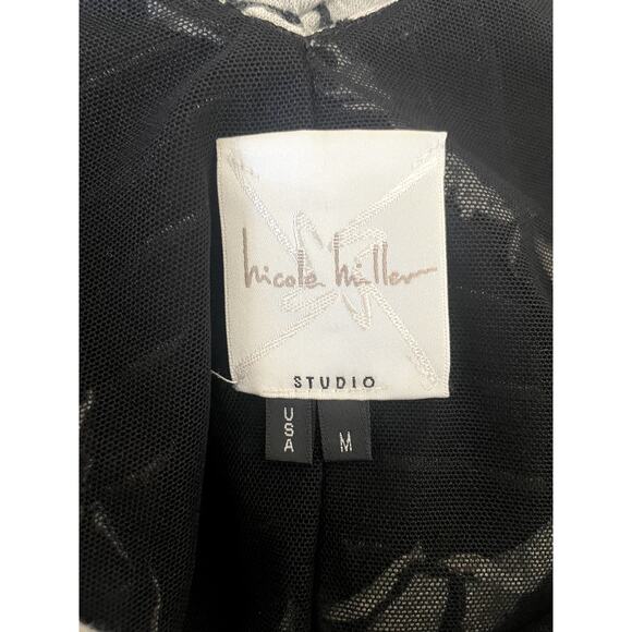 Nicole Miller Mini Dress Women M‎ Gray Black Ripple Bodycon Rave Y2K Retro Club - Picture 2 of 12